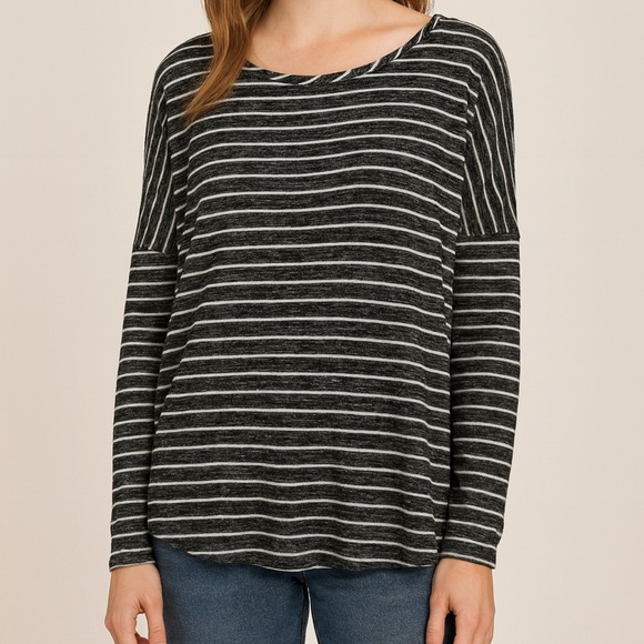 CJLA Striped Button Back Top - Picture 1 of 5